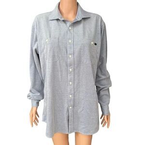 Alton Lane Tailored fit sandbar double pocket pique button up blue shirt size XL